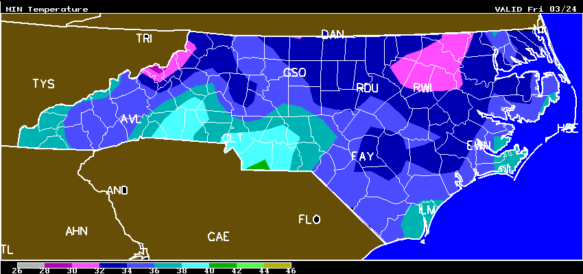 Frost/Freeze Forecast map