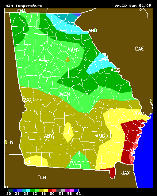 GA temperature map