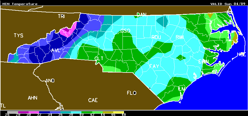 NC Frost/freeze forecast
